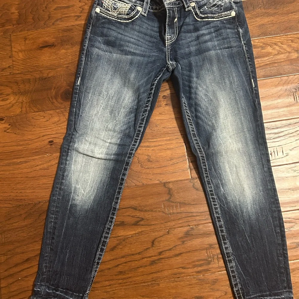 Vigoss Women's Dark Blue raw hem distressed Jeans with double bottom 9/10 - Picture 3 of 4
